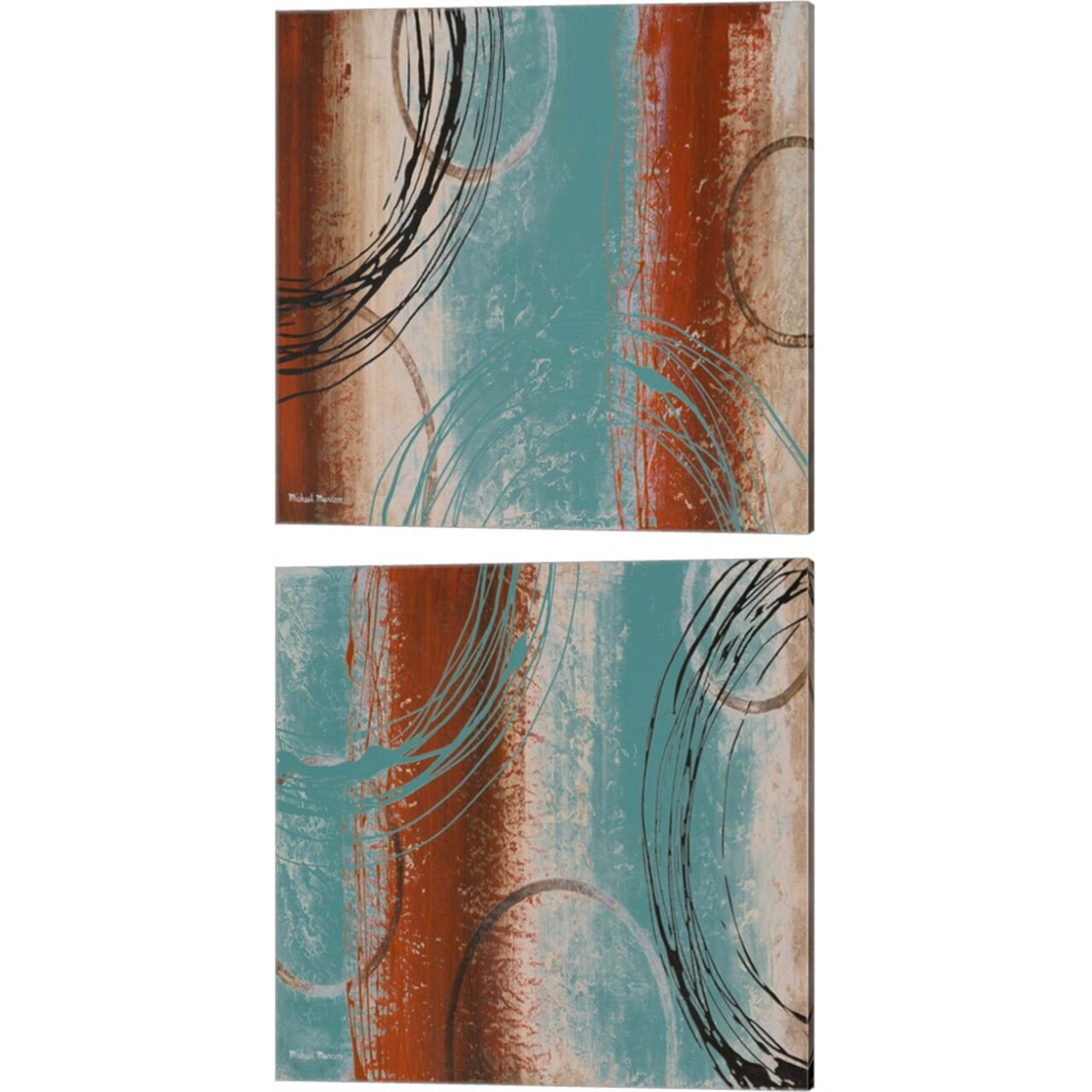 Tricolored by Michael Marcon 14" x 14" Canvas Wall Art (Set of 2)